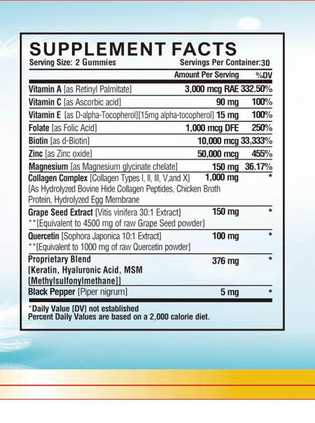 Miraculous Hair Growth Supplement Gummies - 60 Gummies