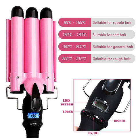 New Arrival Hair Curling Iron LED Ceramic Triple Barrel Hair Curler Irons Hair Wave Waver Styling Tools Hair Styler Wand