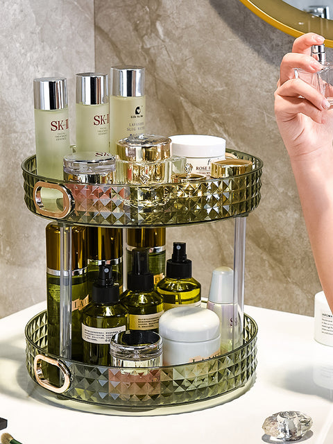 Luxury Dresser Cosmetics Rotating Storage Shelf Box Toilet Desktop Perfume Skin Care Products Shelf Tray