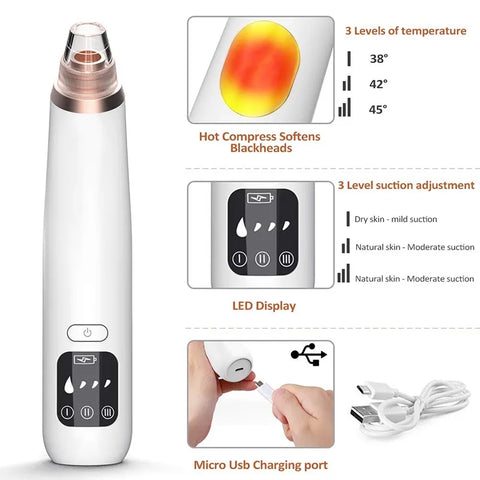 Pore cleaner blackhead remover vacuum Face skin care Black heads Acne Pimple Removal Vacuum cleaner black dot Removal Tools