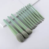 11pcs Natural Hair Green Makeup Brushes Foundation Powder Eyeshadow Eyebrow Brush Set Cosmetic Tools