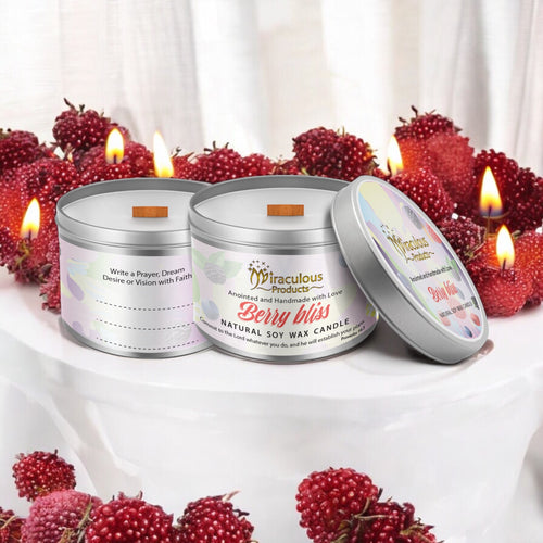 Strawberry Scented Soy Candle with Wood Wick – Berry Bliss