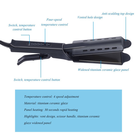 Hair Straightener Four-gear Temperature Adjustment Ceramic Tourmaline Flat Iron Women Hair Straightener Widen Panel Hair Curler