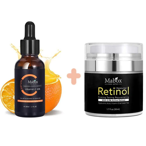 2.5% Retinol Whitening Face Cream + Vitamin C Whitening Serum Anti aging Moisturizer Face Cream
