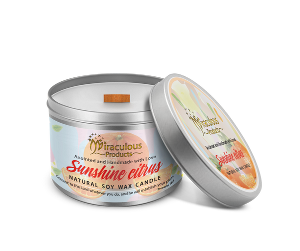 Orange Scented Soy Candle with Wood Wick – Sunshine Citrus